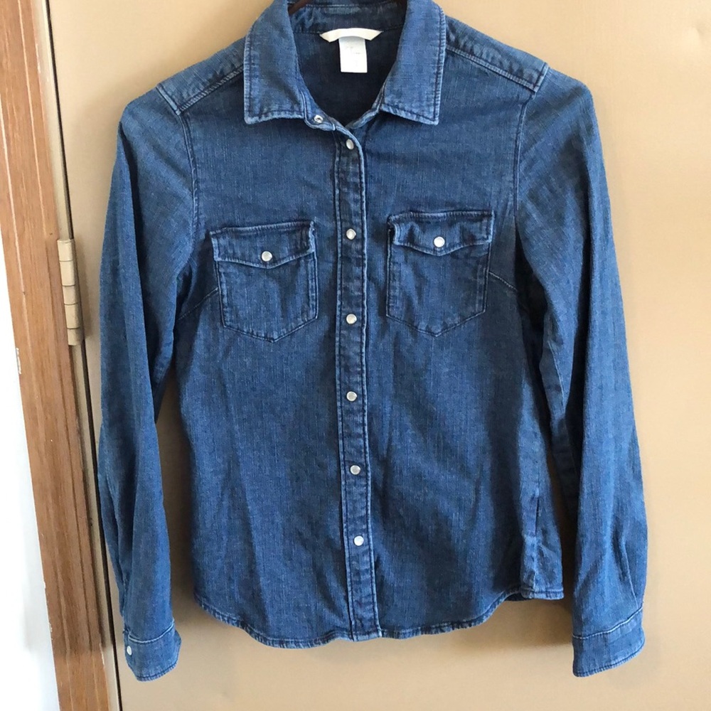 Denim button down top